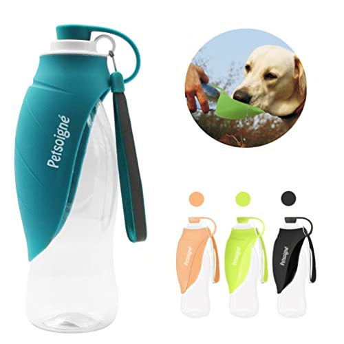 Petsoigné Hund Wasserflasche Reise Tragbar Hund Trinkflasche Unterwegs in Silikon für Outdoor (Blau) von Petsoigné