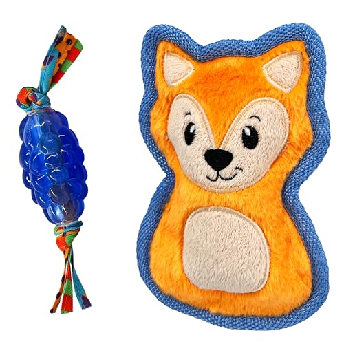 Petstages Mini Orka Dental Toy & Fox Durable Plush Dog Toy - 2 Pack von Petstages