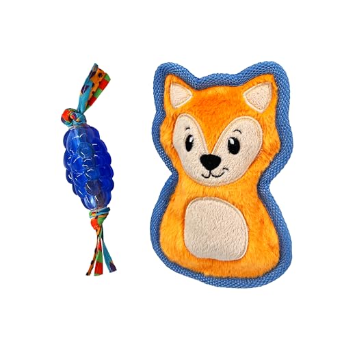 Petstages Mini Orka Dental Toy & Fox Durable Plush Dog Toy - 2 Pack von Petstages