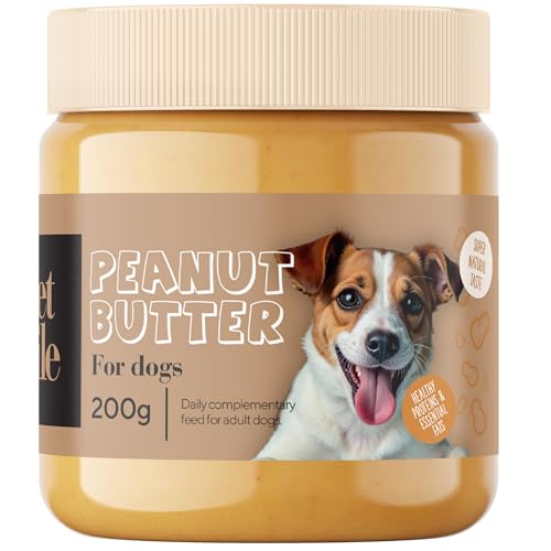 Peanut Butter for Dogs, hochwertige, hundefreundliche Erdnussbutter ohne Xylit, Salz oder Zucker – perfekt für Training, Spielzeugfüllung und -anreicherung, im sicheren Plastikglas von Petstile