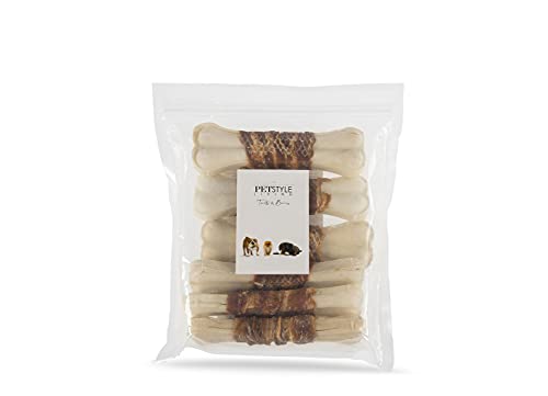 Petstyle Living Gepresste Kauknochen mit Ente - Hundesnack - 6 Stück - 16cm von Petstyle Living