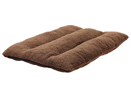 Petstyle Haustierbett, Hundebett, flauschig, groß, waschbar, 119,4 x 78,7 x 15,2 cm, Kissenmatte, ganzjährig, Winter, Schafboa, große Matte (Braun/XL) von Petstyle