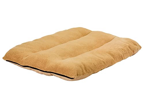 Petstyle Haustierbett, Hundebett, flauschig, groß, waschbar, 94 x 63,5 x 12,7 cm, Kissenmatte, ganzjährig, Winter, Schafboa, große Matte (Beige/L) von Petstyle