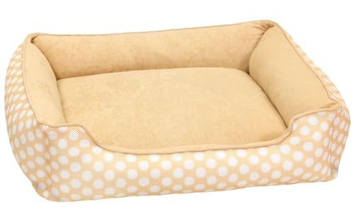 Petstyle Haustierbett für Hunde und Katzen, waschbar, Sommer-Mesh-Bezug, flauschig, 2-Wege-Sofa, niedlich, stilvoll, quadratisch, Größe L (Frühling/Sommer/Beige) von Petstyle