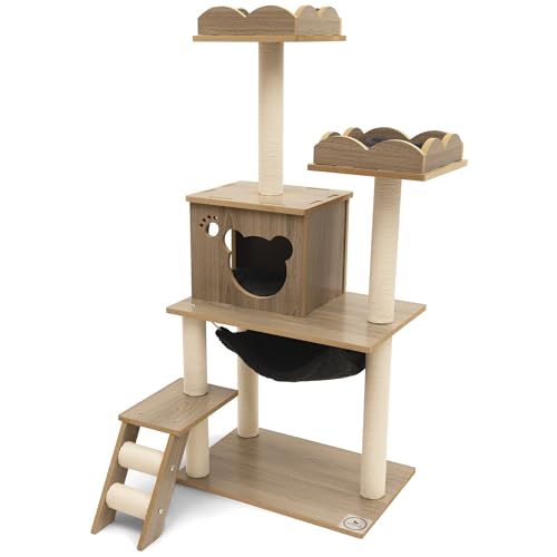 Petsville Kratzbaum Groß [Purrfect Haven] aus natürlichen Materialien - Katzenkratzbaum 130cm - Kratzbaum Grosse Katzen stabil - Kratzbaum XXL Katzenbaum Kratzbaum Katze Aktivitätskratzbäume Cat Tree von Petsville