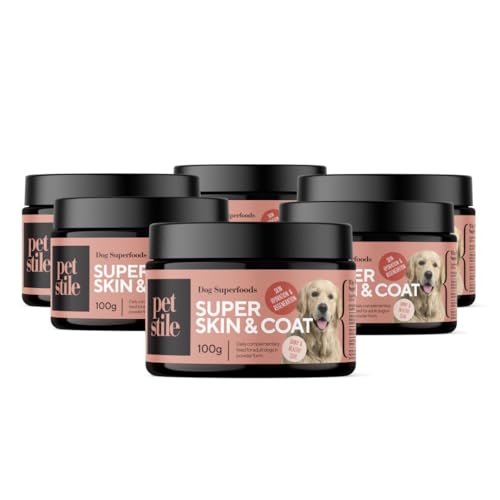 PETSY LABS Super Skin & Coat Omega 3 für Hunde, Für gesunde Haut & glänzendes Fell, Mit Omega-6, Zink, Biotin, Vitamin E, Fischöl, Reduziert Juckreiz & Fellverlust, 100g Pulver von Petsy Labs