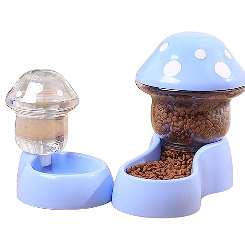 Automatische Haustier Feeder Pet Bowl Automatische Feeder Waterer Set 1800 ml Katzen Futtermittel und 500 ml Hunde Wasserspender mit DIY -Aufkleber für kleine mittelgroße Haustiere Blau von Pettaku