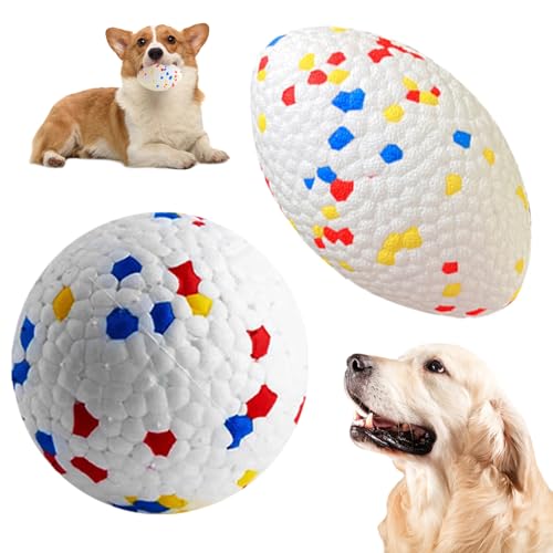 Pettaku Hundekugeln unzerstörbarer Hundeball rund und oval interaktiver Hundespielzeugball zum Abrufen von ETPU -Hundebällen für Aggressive Kauen 2pcs abrufen von Pettaku