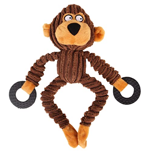 Pettaku Plüschhundspielzeug mit extra Langen Armen und Beinen mit Quietschern Affengeformte große, wolkene Quietschspielspielzeugzähne für Welpen von Pettaku