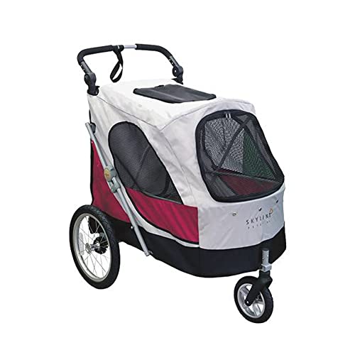 HUNTEA Pettio Aventura-XL Kinderwagen, für Hunde unter 45 kg, Grau-Rot von HUNTEA