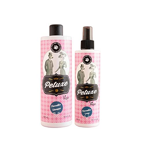 Petuxe Packung Haustiere Vorbeugendes Shampoo + Spray. Katzen Shampoo. Alle Rassen. Alle Fellarten - Vegan. Tiefenreinigung von Petuxe