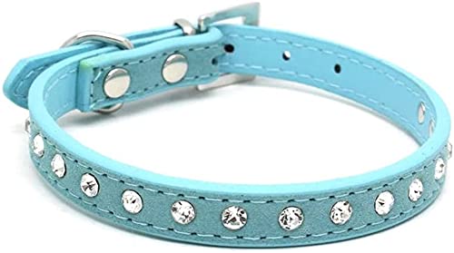 Hundehalsband, Kristall, Strasssteine, PU-Leder, für Welpen, Katzen, Halsband (Hellblau, M) von Pety Pet