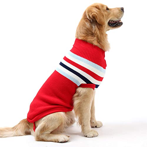 Modischer gestreifter Hundepullover, warmer Mantel, Strickwolle, Winterpullover für kleine, mittelgroße und große Hunde von Petyoung