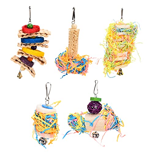 Petyoung Bird Chewing Toys Foraging Shredder Toy, Parrot Cage Shredder Toy Bird Loofah Toys Foraging Hanging Toy for Cockatiel Conure African Grey Parrot von Petyoung