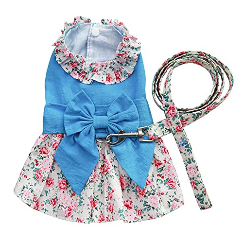 Petyoung Floral Katze Kleidung mit Leine Kleine Hund Katze Prinzessin Kleid Welpen Rock Hund Kleid Kleidung mit Leine von Petyoung