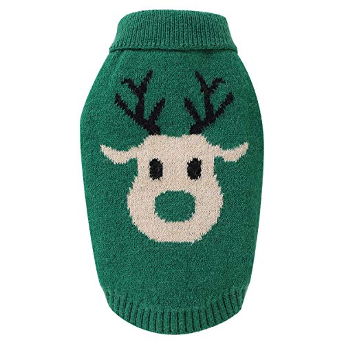 Petyoung Hund Cartoon Rentier Pullover Haustier Winter Warme Strickkleidung Weihnachtsmantel für Kleine Mittlere Hundekatze von Petyoung