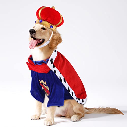 Petyoung Lustige Haustier Cosplay Kostüme für Kleine, Mittelgroße und Große Hunde, Hund Umhang Kleidung mit König Krone und Umhang für Halloween-Kostüme, König, Königin, Prinz von Petyoung