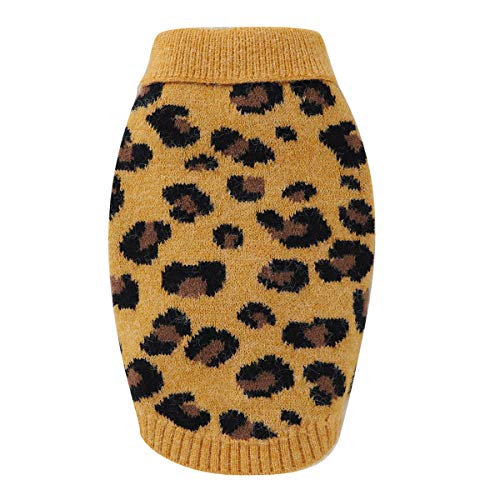 Petyoung Hundepullover Weste Leopardenmuster Haustier Weich Stricken Wolle Pullover Gestrickt Häkeln Winter Warme Mantel Kleidung für Kleine Mittlere Hunde von Petyoung
