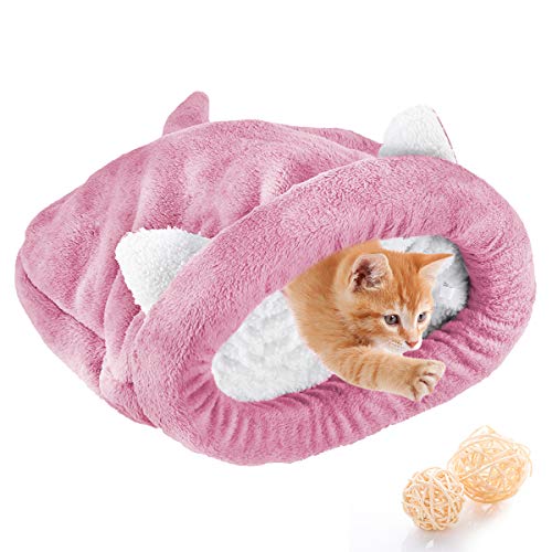 Petyoung Katzenschlafsack Winter Weiches Fleece Warme Kuschelige Katzenbetten Kuschelsackdeckenmatte für Katzenwelpen Kleine Hunde - 50X40cm von Petyoung