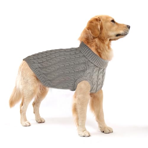 Petyoung Strickpullover für große Hunde, Rollkragen, Häkelmantel, Kleidung für mittelgroße und große Hunde, Jungen und Mädchen, große Hunde, kaltes Wetter, Pullover-Outfit für den Winter von Petyoung