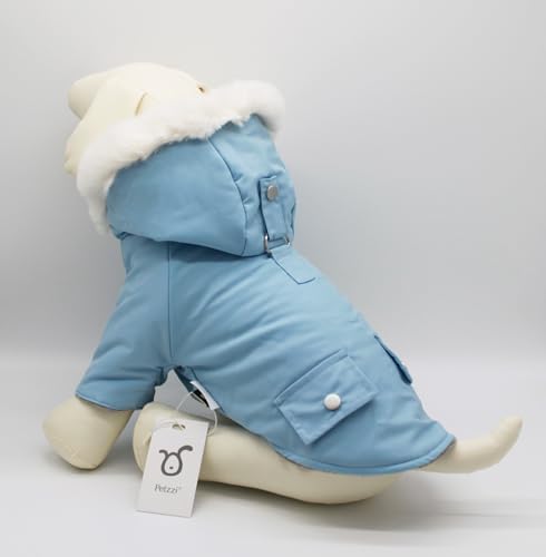 Petzzi Warmer Hundemantel für den Winter, kaltes Wetter, Hundejacke für kleine Katzen, isoliert, gepolstert, Schneeparka, Alexander (Babyblau, Größe L) von Petzzi