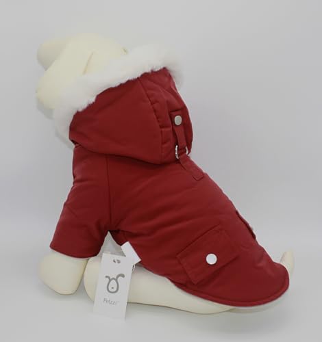 Petzzi Warmer Hundemantel für den Winter, kaltes Wetter, Hundejacke für kleine Katzen, isoliert, gepolstert, Schneeparka, Alexander (Größe XS, Dunkelrot) von Petzzi