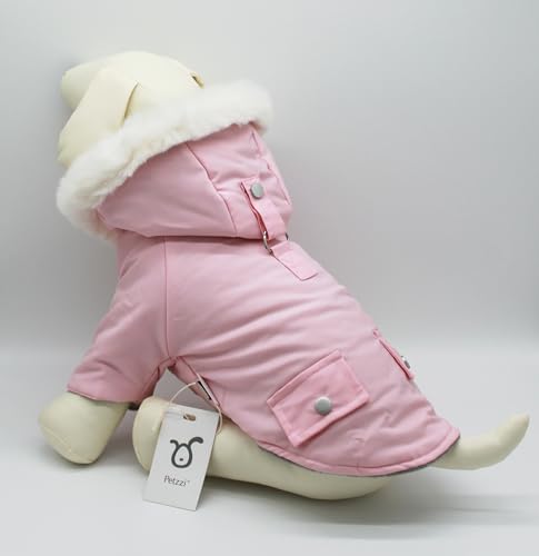 Petzzi Warmer Hundemantel für den Winter, kaltes Wetter, Hundejacke für kleine Katzen, isoliert, gepolstert, Schneeparka, Alexander (Rosa, Größe L) von Petzzi