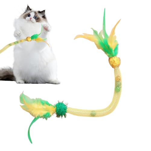 Peufcmi Katzenminze Stick Katze Seil Spielzeug, 40cm Interaktives Katzenspielzeug mit Federn, Katzenminze-Spielzeug für Indoor-Katzen, Katzenminze Spielzeug Katzen Kauspielzeug für zahnende von Peufcmi