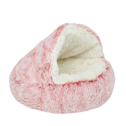 Pevfeciy Hunde-Beruhigungsbett Donut-Kuschelnest warmes weiches Plüsch-Hundekissen für mittelgroße und kleine Hunde Hundebett mit Abdeckung Höhlenbett,Rosa,40cm von Pevfeciy