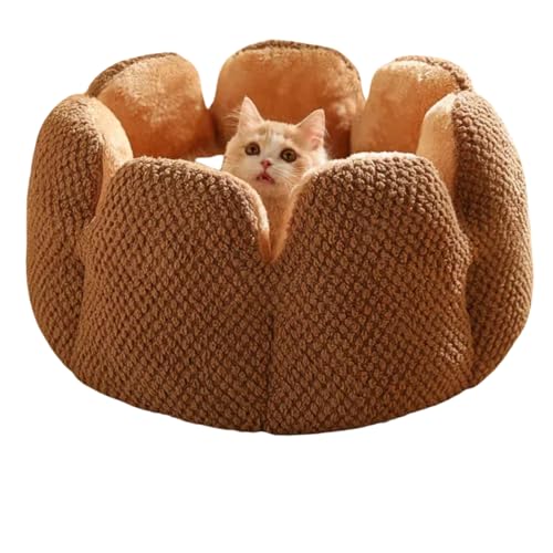 Pevfeciy Hundebett Katzenbett rund Hundekissen Hundesofa Kuscheliges Hundekorb Weich und bequem warm rutschfest,Braun,40cm von Pevfeciy