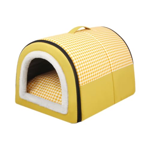 Pevfeciy Hundehütte Hundehöhle Hundebett Katzenhöhle Tierbett Hundehaus 2 in 1 Hundehütte waschbares tragbare Hundehütte,Gelb,L von Pevfeciy