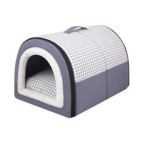 Pevfeciy Hundehütte Hundehöhle Hundebett Katzenhöhle Tierbett Hundehaus 2 in 1 Hundehütte waschbares tragbare Hundehütte,Grau,L von Pevfeciy