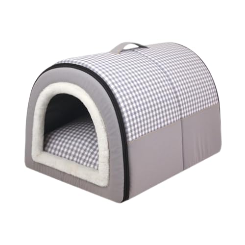 Pevfeciy Hundehütte Hundehöhle Hundebett Katzenhöhle Tierbett Hundehaus 2 in 1 Hundehütte waschbares tragbare Hundehütte,Grau,XL von Pevfeciy