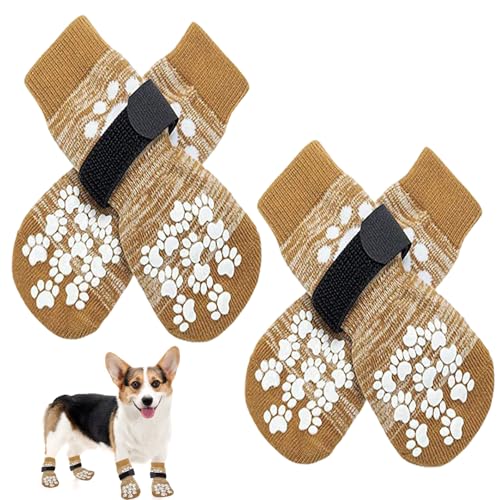 4 Stück Haustiersocken, Weihnachts-Hundesocken, warme Socken, rutschfester Hundepfotenschutz, verstellbarer Hundegreifer für Welpen, mittelgroße, große und ältere Hunde, verhindern Lecken von Pfoten von Peysaitr