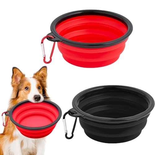 Faltbarer, tragbarer Hundenapf, integrierte Form, faltbare Wassernäpfe für Katzen, Hunde, tragbarer Wassernapf mit Karabiner für Reisen, Spazierengehen, Wandern, 2 Stück (klein (350 ml) von Peysaitr