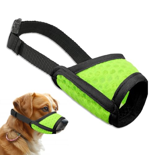 Hund Maulkorb, Weicher Mesh Maulkorb Nylon Hund Maulkorb Hundetraining Maulkorb Erlaubt Hecheln Trinken für Bellen Beißen Kauen (Fluoreszierendes Grün) von Peysaitr