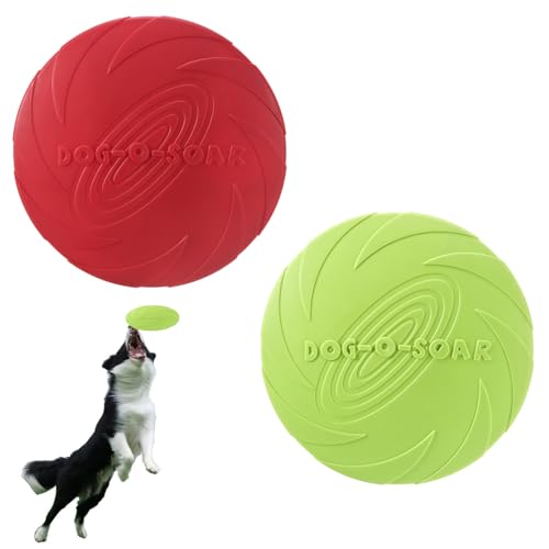 Peysaitr 2 Stück Hundefrisbee, 15cm Weich und Super Stabil Hunde-Frisbee aus Natürlichem Kautschuk für Hundetraining, Werfen, Fangen & Spielen(Grün + Rot) von Peysaitr