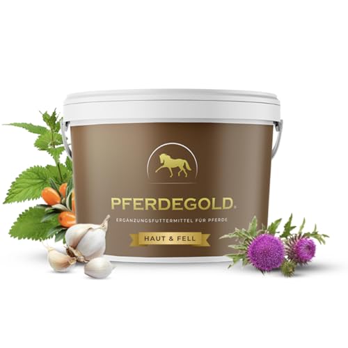 Pferdegold Haut & Fell 1,5kg - Pferde Pellets mit Zink & Biotin - Diät-Ergänzungsfuttermittel für alle Pferderassen - 100% Natürlich - Made in Germany von Pferdegold