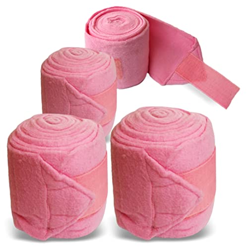 Bandagen fürs Pferd aus Fleece mit Klettverschluss - Fleecebandagen Pferd im 4er Set mit praktischer Aufbewahrungstasche (Mini Shetland Pony (Mini Shetty), Pink) von Pferdelinis