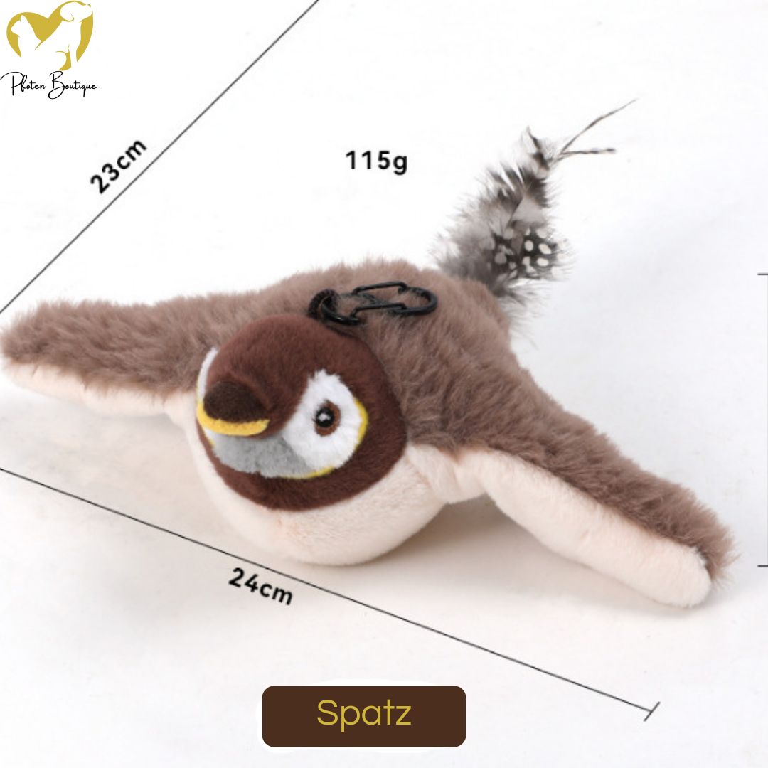 FLATTERNDER VOGEL - Katzenspielzeug mit Flügelschlägen interaktives Plüschtier – Spatz FLATTERNDER VOGEL - Katzenspielzeug mit Flügelschlägen interaktives Plüschtier – Spatz von Pfoten-Boutique