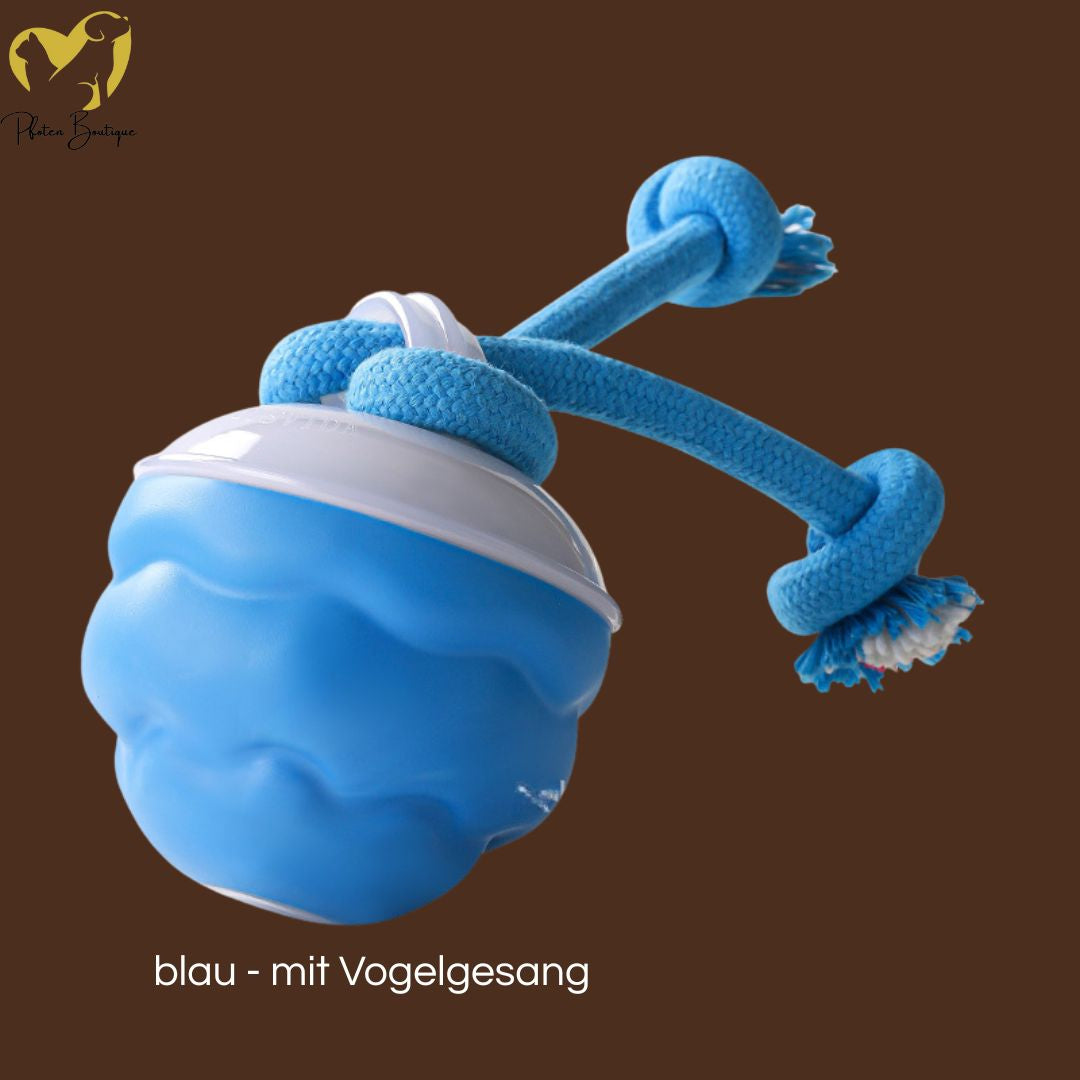 STRICKBALL gegen Langeweile, Hundespielzeug - intelligenter, rollender Ball mit Strick – blau - mit Vogelgesang STRICKBALL gegen Langeweile, Hundespielzeug - intelligenter, rollender Ball mit Strick – blau - mit Vogelgesang von Pfoten-Boutique