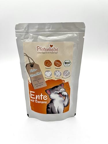 Pfotenliebe® Bio-Nassfutter für Katzen, Bio-Ente mit Banane (1x 100g) von Pfotenliebe