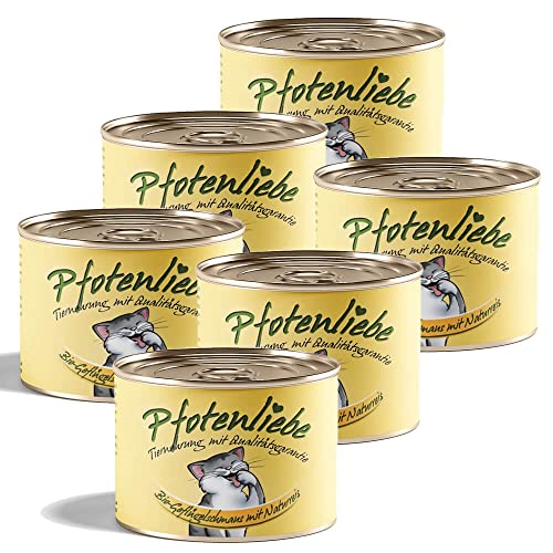 Bio Katzenfutter | Bio-Geflügelschmaus mit Naturreis | mit Qualitätsgarantie | Natürlich ohne Chemie | Machen Sie Ihre Katze glücklich! | 200g (6X 200g) von Pfotenliebe