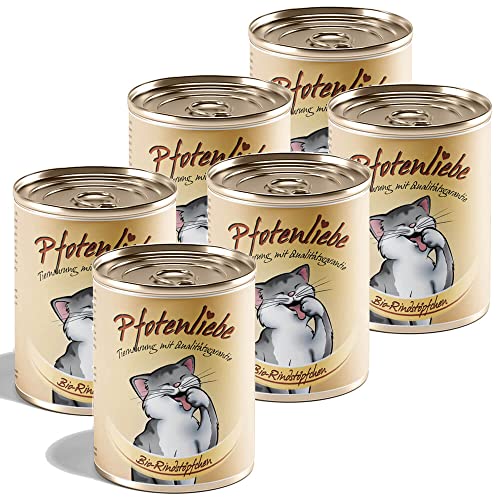 Bio Katzenfutter | Bio-Rindstöpfchen | mit Qualitätsgarantie | Natürlich ohne Chemie | Machen Sie Ihre Katze glücklich! | 400g (6 x 400g) von Pfotenliebe