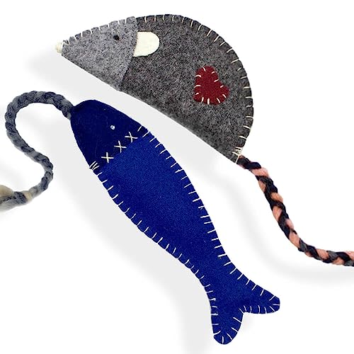 Filzspielzeug für Katzen mit Katzenminze & Baldrian, handmade, Katzenspielzeug Maus & Fisch (Filzfisch mit Baldrian) von Pfotenliebe