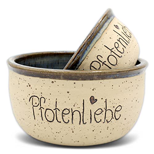 Pfotenliebe Futternapf Keramik für Hund und Katzen | Wassernapf aus Keramik | 500 ml & 1000 ml | Handmade (11 cm - klein, Gletscher/Blau) von Pfotenliebe