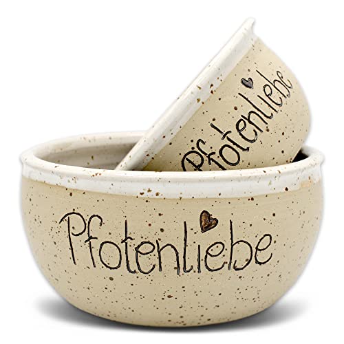 Pfotenliebe Futternapf Keramik für Hund und Katzen | Wassernapf aus Keramik | 500 ml & 1000 ml | HANDMADE (11 cm - klein, Weiß) von Pfotenliebe