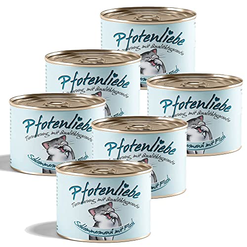 Katzenfutter | Schlemmermenü mit Fisch | mit Qualitätsgarantie | Natürlich ohne Chemie | Machen Sie Ihre Katze glücklich! | 200g (6X 200g) von Pfotenliebe