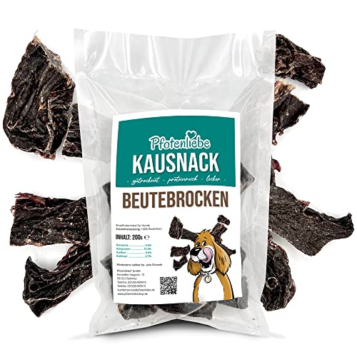 Pfotenliebe Beutebrocken, knuspriger Kausnack für Hunde, 100% Rinderherz, luftgetrocknet, getreidefrei, zuckerfrei & glutenfrei, 200g von Pfotenliebe