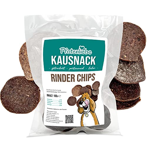 Pfotenliebe Rinder-Chips, 100% Rind ohne Getreide, 100g Kausnack für Hunde von Pfotenliebe